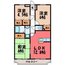 宇都宮駅 バス16分  山本下車：停歩8分 3階の物件間取画像